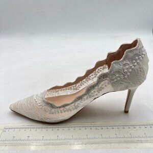 XYD White Mesh Elegant Stiletto Heels for Wedding Bridal Pointed Toe Pumps